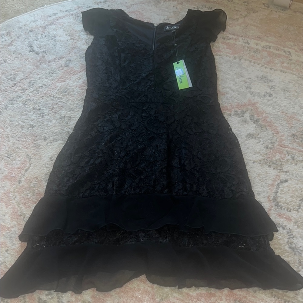 Sam Edelman Black Asymmetrical Ruffled Dress